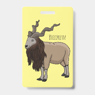 Badge illustration de dessin animé de chèvre Markhor