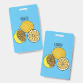Badge Illustration de dessin animé de citron (Avant & arrière)