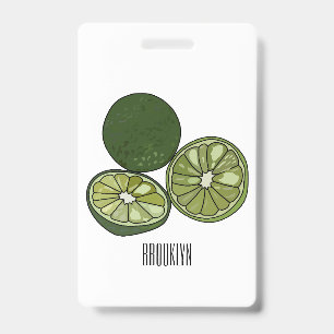 Badge illustration de dessin animé de citron Kaffir