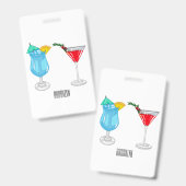 Badge Illustration de dessin animé de cocktail (Avant & arrière)