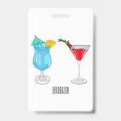 Badge Illustration de dessin animé de cocktail (Arrière)