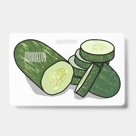Badge Illustration de dessin animé de concombre  (Avant)