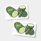Badge Illustration de dessin animé de concombre  (Avant & arrière)