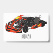 Badge illustration de dessin animé de course de kart (Arrière)