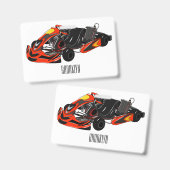 Badge illustration de dessin animé de course de kart (Avant & arrière)