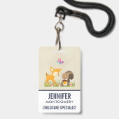Badge Illustration de dessin animé de créatures mignonne (Arrière avec lanière)
