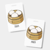 Badge Illustration de dessin animé de dim sum (Avant & arrière)