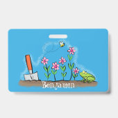 Badge Illustration de dessin animé de grenouille et d'ab (Arrière)