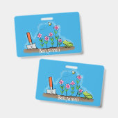 Badge Illustration de dessin animé de grenouille et d'ab (Avant & arrière)