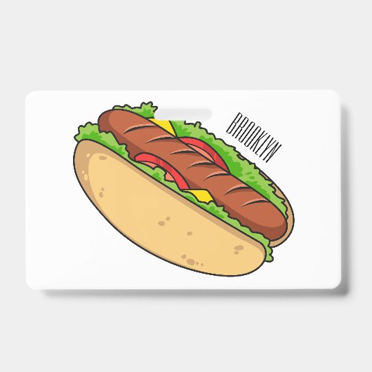Badge Illustration de dessin animé de hot dog (Avant)