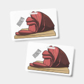 Badge Illustration de dessin animé de jambon (Avant & arrière)