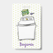 Badge Illustration de dessin animé de lessive de machine (Arrière)