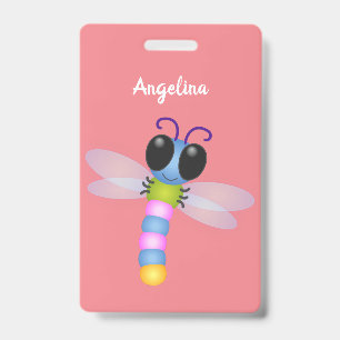 Badge Illustration de dessin animé de libellule bleue et