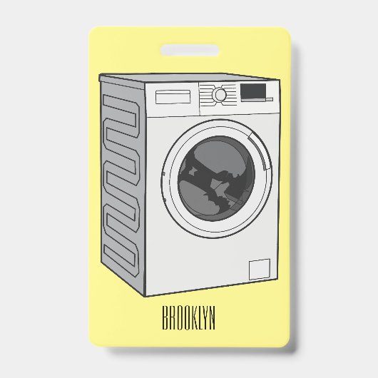 Badge Illustration de dessin animé de machine à laver  (Avant)