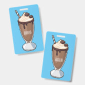 Badge Illustration de dessin animé de milkshake au choco (Avant & arrière)