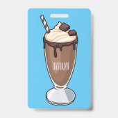 Badge Illustration de dessin animé de milkshake au choco (Arrière)