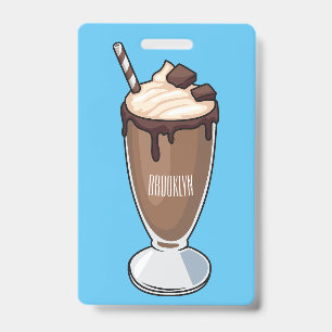 Badge Illustration de dessin animé de milkshake au choco