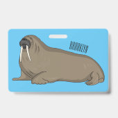 Badge Illustration de dessin animé de morse (Arrière)