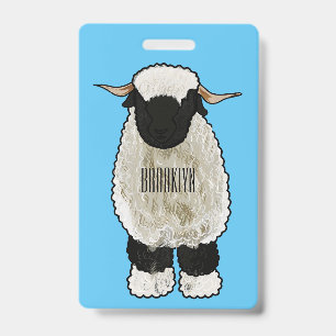 Badge illustration de dessin animé de mouton Valais Blac