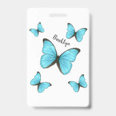 Badge illustration de dessin animé de papillons Morpho  (Arrière)