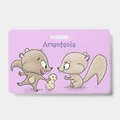 Badge Illustration de dessin animé de petits écureuils d (Arrière)