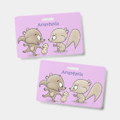 Badge Illustration de dessin animé de petits écureuils d (Avant & arrière)