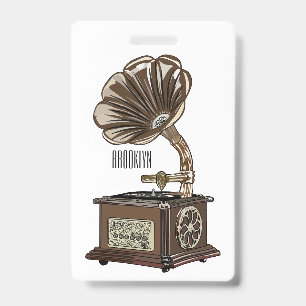 Badge Illustration de dessin animé de platine tournante