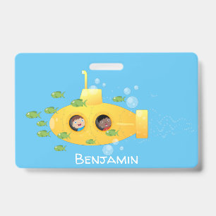 Badge Illustration de dessin animé de poisson de sous-ma