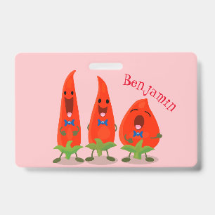 Badge Illustration de dessin animé de poivrons chanteurs