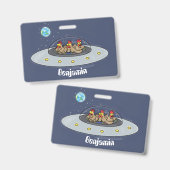 Badge Illustration de dessin animé de poulets drôles dan (Avant & arrière)