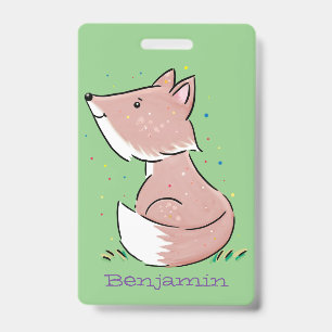 Badge Illustration de dessin animé de renard bébé mignon
