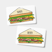 Badge Illustration de dessin animé de sandwich (Avant & arrière)