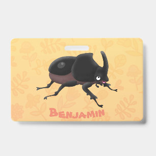 Badge Illustration de dessin animé de scarabée rhinocéro