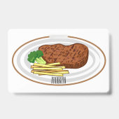 Badge Illustration de dessin animé de steak (Arrière)