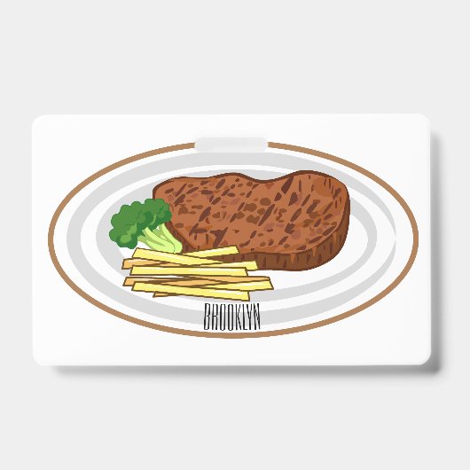 Badge Illustration de dessin animé de steak (Avant)