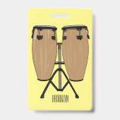 Badge Illustration de dessin animé de tambour bongo (Arrière)