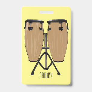 Badge Illustration de dessin animé de tambour bongo