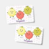 Badge Illustration de dessin animé de tomates cerises mi (Avant & arrière)