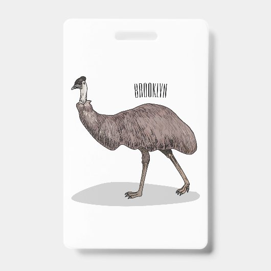 Badge illustration de dessin animé d'émeu (Avant)
