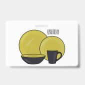 Badge Illustration de dessin animé d'ensemble de vaissel (Arrière)