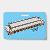Badge illustration de dessin animé d'harmonica (Arrière)
