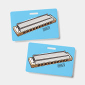Badge illustration de dessin animé d'harmonica (Avant & arrière)