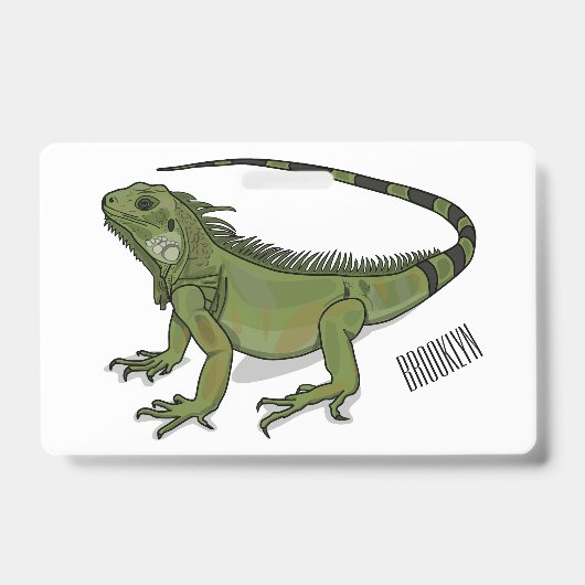 Badge Illustration de dessin animé d'iguane (Avant)