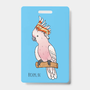 Badge illustration de dessin animé d'oiseau cacatoès de