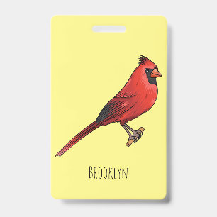Badge illustration de dessin animé d'oiseau cardinal du