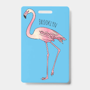 Badge illustration de dessin animé d'oiseau flamant rose