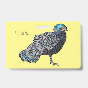 Badge illustration de dessin animé d'oiseau paon-phasian