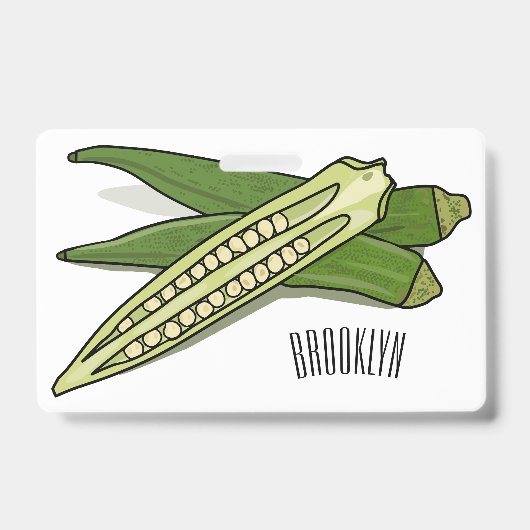 Badge Illustration de dessin animé d'okra (Avant)