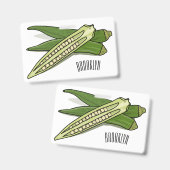 Badge Illustration de dessin animé d'okra (Avant & arrière)