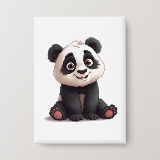 Badge Illustration de dessin animé d'ours panda assis (Recto)